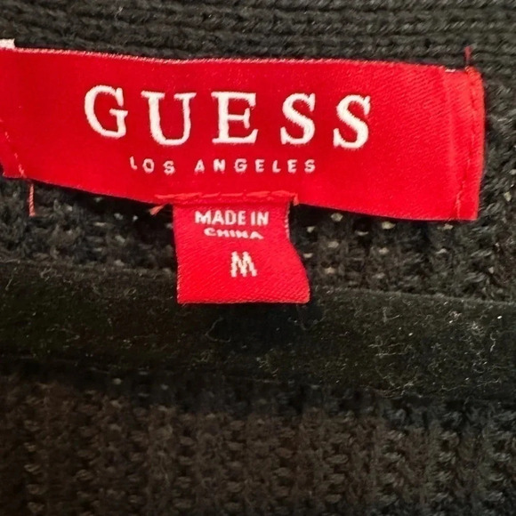 Guess Y2K Guess Los Angeles | Black Crochet Lace Up Sweater Size Medium M - Picture 4 of 7